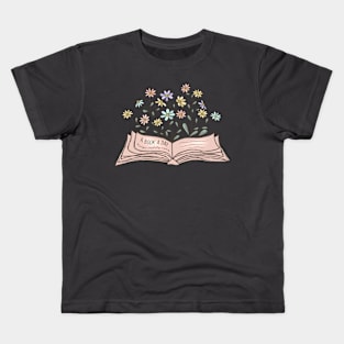 A book a day keeps reality away Wildflowers Book Lover Kids T-Shirt